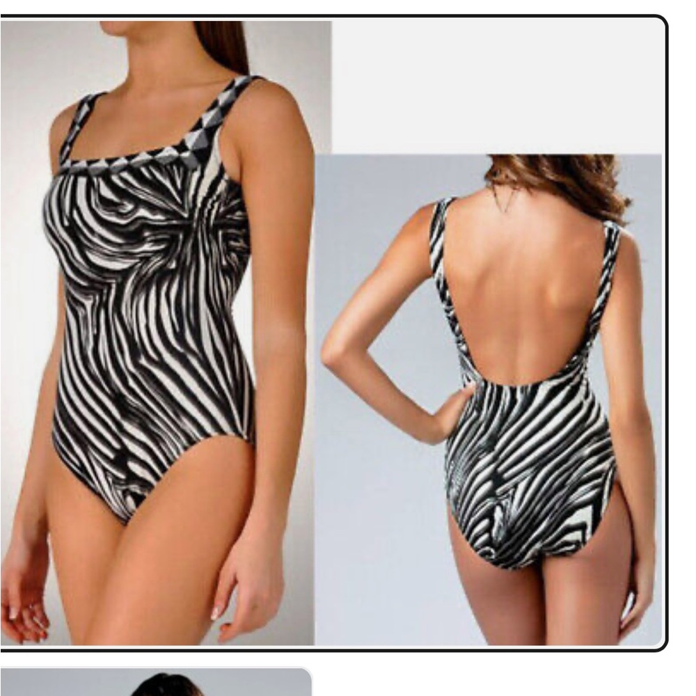 Gottex plus size 20 Black One Piece Built-In Shelf Bra animal print swimsuit